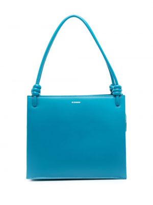 Kožená nákupná taška Jil Sander modrá