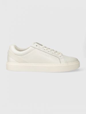 Sneakersy sznurowane w paski koronkowe Calvin Klein białe