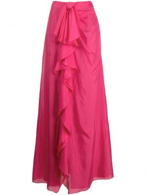 Копринена макси пола с волани Alberta Ferretti розово