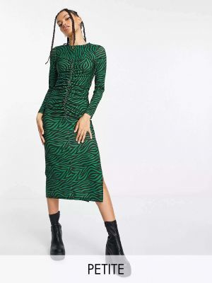Платье с разрезом с длинным рукавом New Look зеленый