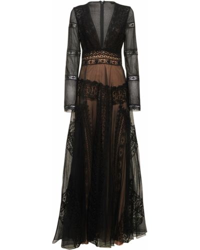 Sukienka długa z dekoltem w serek Zuhair Murad czarna