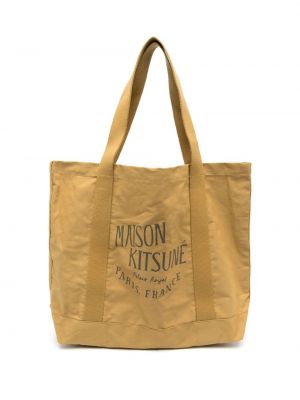 Шопинг чанта с принт Maison Kitsuné жълто