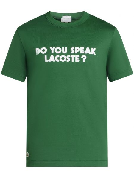 T-shirt avec imprimé slogan en coton à imprimé Lacoste vert