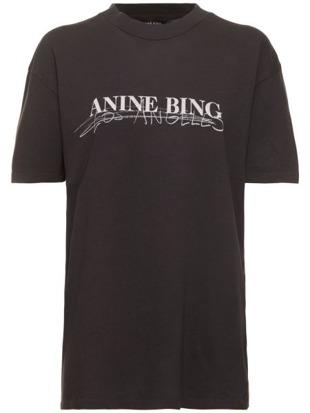 Kokvilnas t-krekls Anine Bing melns