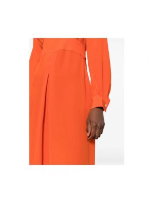 Vestido largo de seda con escote v bootcut Kiton naranja