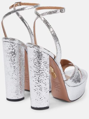Sandale din piele cu platformă Aquazzura argintiu