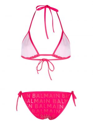 Bikini z nadrukiem Balmain różowy