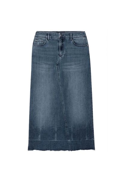Spódnica jeansowa z frędzli Luisa Cerano niebieska