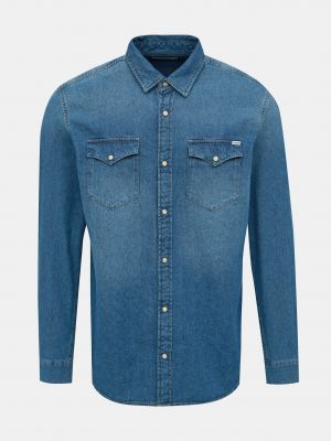 Синяя джинсовая рубашка слим Jack & Jones