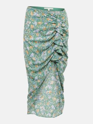 Jupe mi-longue à fleurs asymétrique Veronica Beard bleu