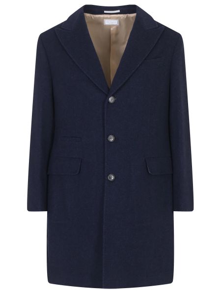 Кашемировое пальто Brunello Cucinelli синее