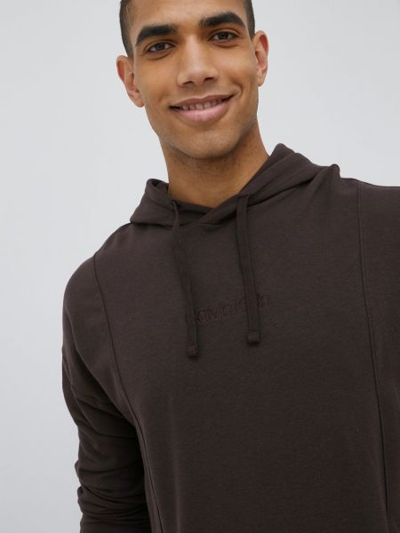 Hoodie s kapuljačom Calvin Klein Underwear smeđa