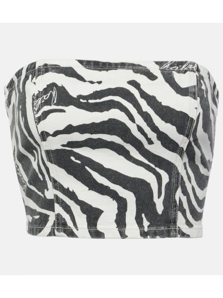 Crop top aus baumwoll mit print mit zebra-muster Rotate weiß