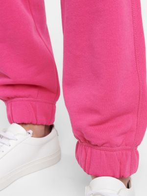 Pantaloni sport din bumbac Ganni roz