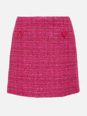 Tvídové mini sukně Valentino růžové