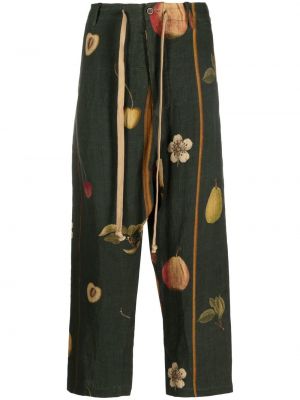 Spodnie z nadrukiem Uma Wang zielone