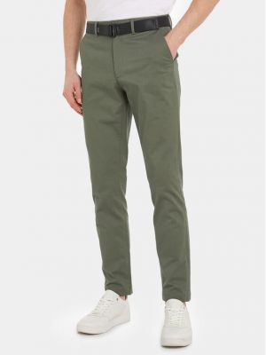 Chino hlače slim fit Calvin Klein zelena