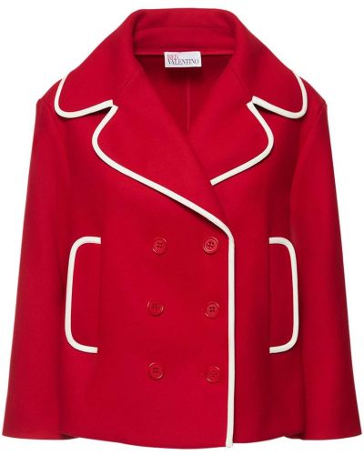 Palton scurt cu nasturi de lână din cașmir Red Valentino - roșu