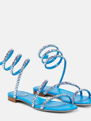 Křišťálové saténové sandály René Caovilla modré
