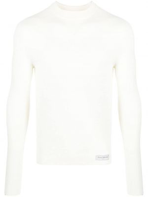 Sweter wełniany z wełny merino Balmain biały