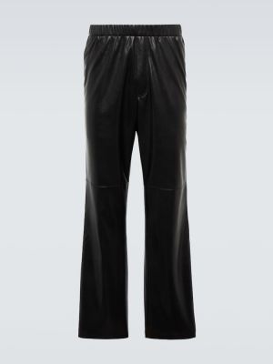 Pantaloni din piele Nanushka negru