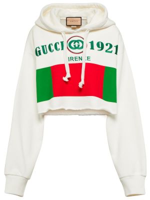 Bavlněná mikina s kapucí jersey Gucci bílá