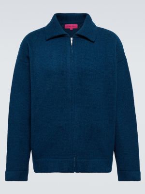 Kašmírový sveter na zips The Elder Statesman modrá