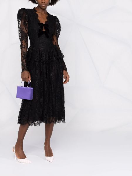 Vestido de cóctel de encaje Alessandra Rich negro