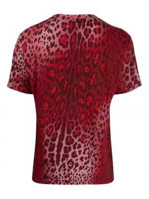 T-shirt en coton à imprimé à imprimé léopard Cynthia Rowley rouge