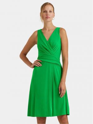 Koktejl obleka Lauren Ralph Lauren zelena