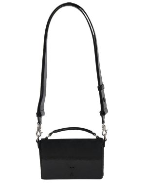 Δερμάτινη τσάντα χιαστί σουέτ από λουστρίνι Ami Paris μαύρο