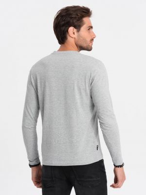 Tričko s dlouhým rukávem s knoflíky Ombre Clothing šedé