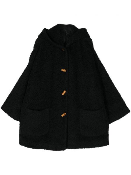Kapucnis fleece hosszú kabát Gucci Pre-owned fekete
