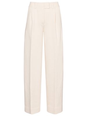 Luźne spodnie z wysoką talią bawełniane Fendi - biały
