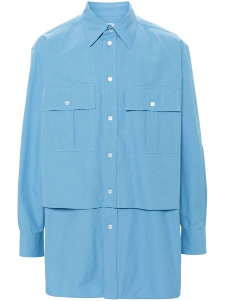 Βαμβακερό πουκάμισο Bottega Veneta μπλε