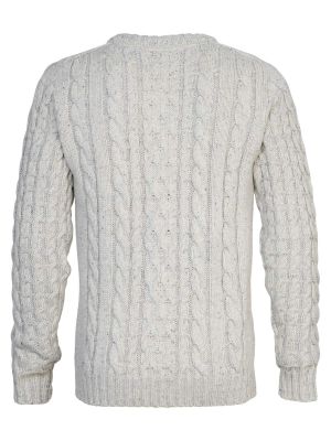 Меланжов пуловер Petrol Industries бяло