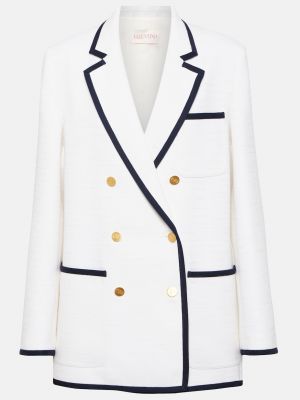 Хлопковый шерстяной пиджак Valentino белый