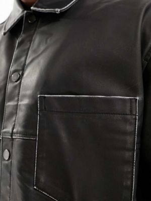 Кожаная куртка из искусственной кожи Bershka серая