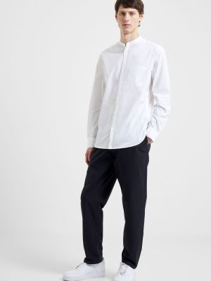 Белая рубашка с длинными рукавами без воротника French Connection