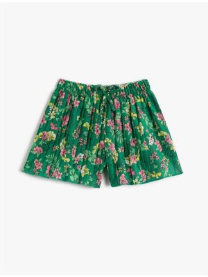 Plisirane kratke hlače s cvjetnim printom Koton zelena