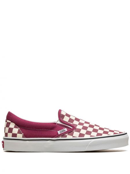 Klassiska sneakers med mönster i rutigt med slip-on Vans rosa