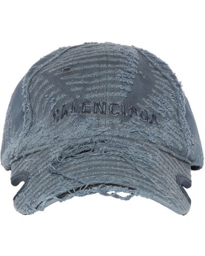 Gorra desgastada de algodón Balenciaga azul