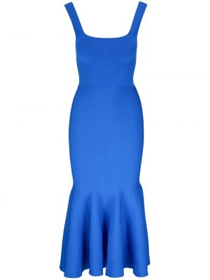 Viskózové midi šaty bez rukávů na zip Roland Mouret - modrá