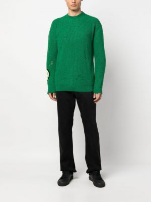 Sweter z przetarciami Barrow zielony