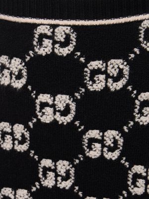 Spódnica midi wełniana żakardowa Gucci czarna