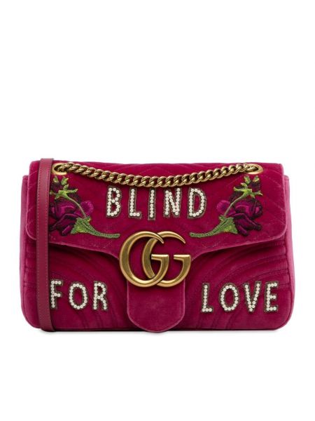 Βελούδινη τσάντα χιαστί Gucci Pre-owned ροζ