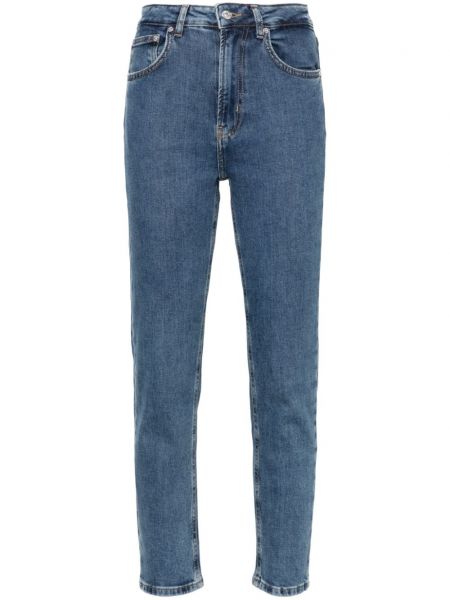 Ince yüksek belli kot pantolon 7/8 Moschino Jeans mavi