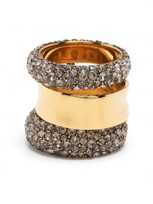 Krystaller tykk ring Alexander Mcqueen gull