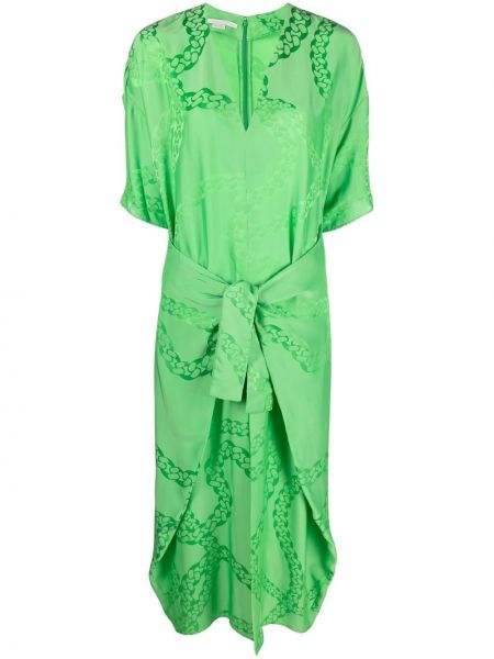 Vestito lungo in tessuto jacquard con motivo a stelle Stella Mccartney verde