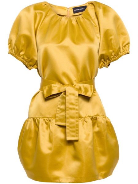 Сатенена мини рокля Cynthia Rowley жълто